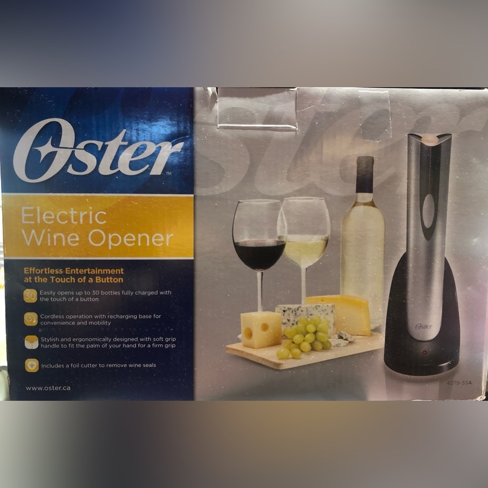 Oster electric wine opener new in box with foil cutter